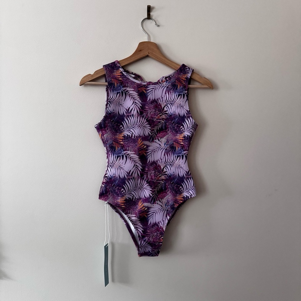 Jolyn Clothing Purple and Orange Tropical Swimsuit - SPF50 - Small - NWT